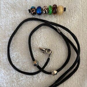 Genuine Trollbeads leather double wrap bracelet with beads